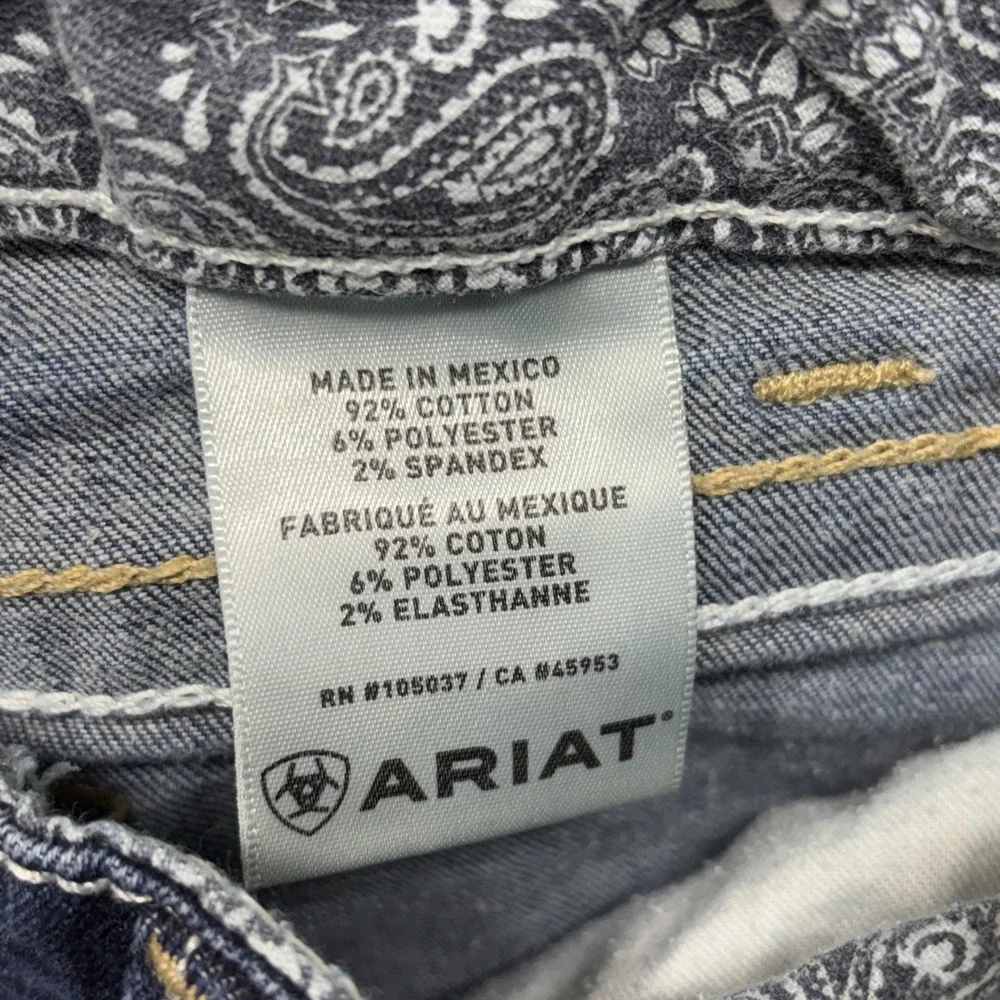 Ariat Real Denim Women's Jeans Size 30Rx32 Med Wash Flare‎ Raw Hem Heavy Stitch